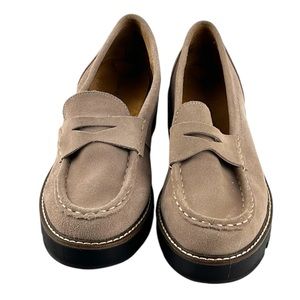 House of Harlow 1960 Light Taupe Suede Gunner Loafers Size 8.5